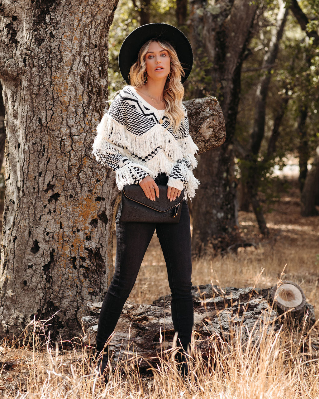 Briggs Checkered Fringe Knit Sweater - FINAL SALE