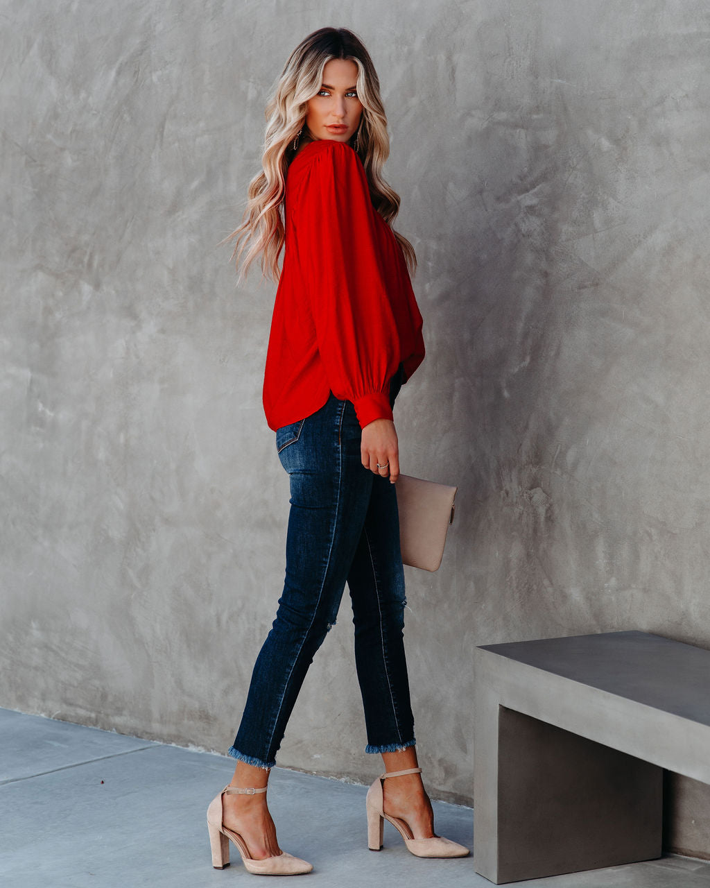 Bright As A Button Blouse - Red - FINAL SALE