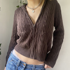 Cable Knit Hooded Cardigan