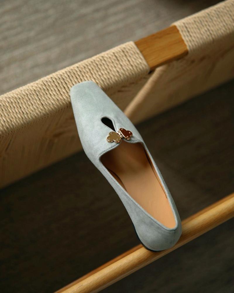 Suede Square Toes Loafers Slip-on Newgew