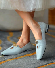 Suede Square Toes Loafers Slip-on Newgew
