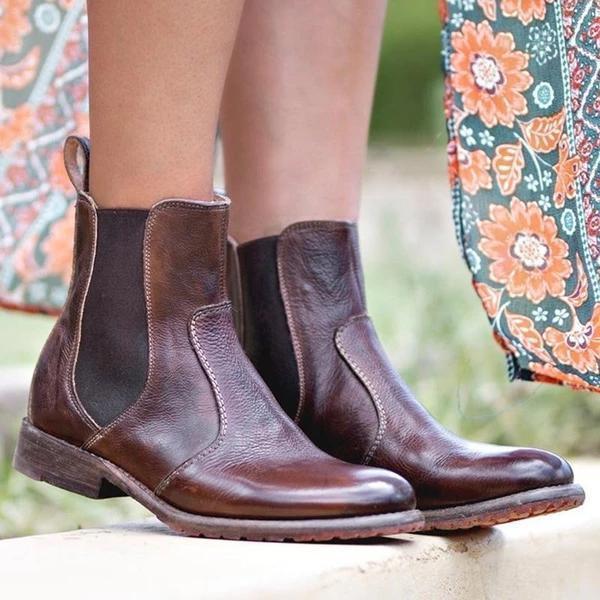 Women Vintage Ankle Slip-on Short Boots NewGew