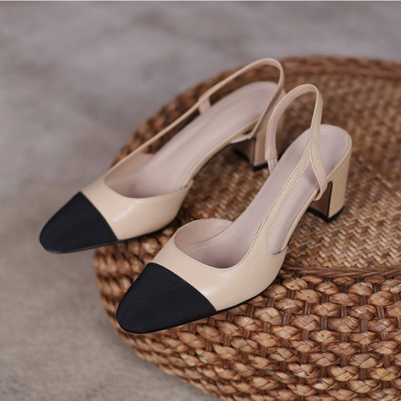 Blake Cap Toe Chunky Heel Slingbacks Pumps Newgew
