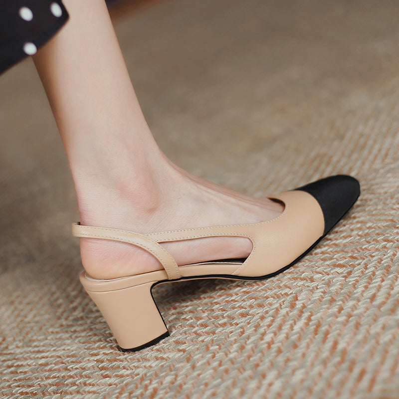 Blake Cap Toe Chunky Heel Slingbacks Pumps Newgew