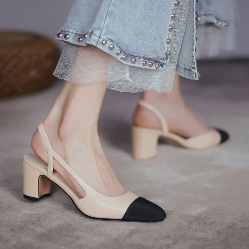 Blake Cap Toe Chunky Heel Slingbacks Pumps Newgew