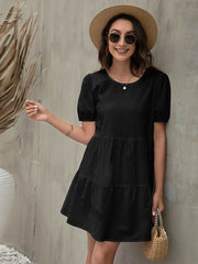 A-Linien-Rock mit Puffärmeln, europäisches Kleid 
