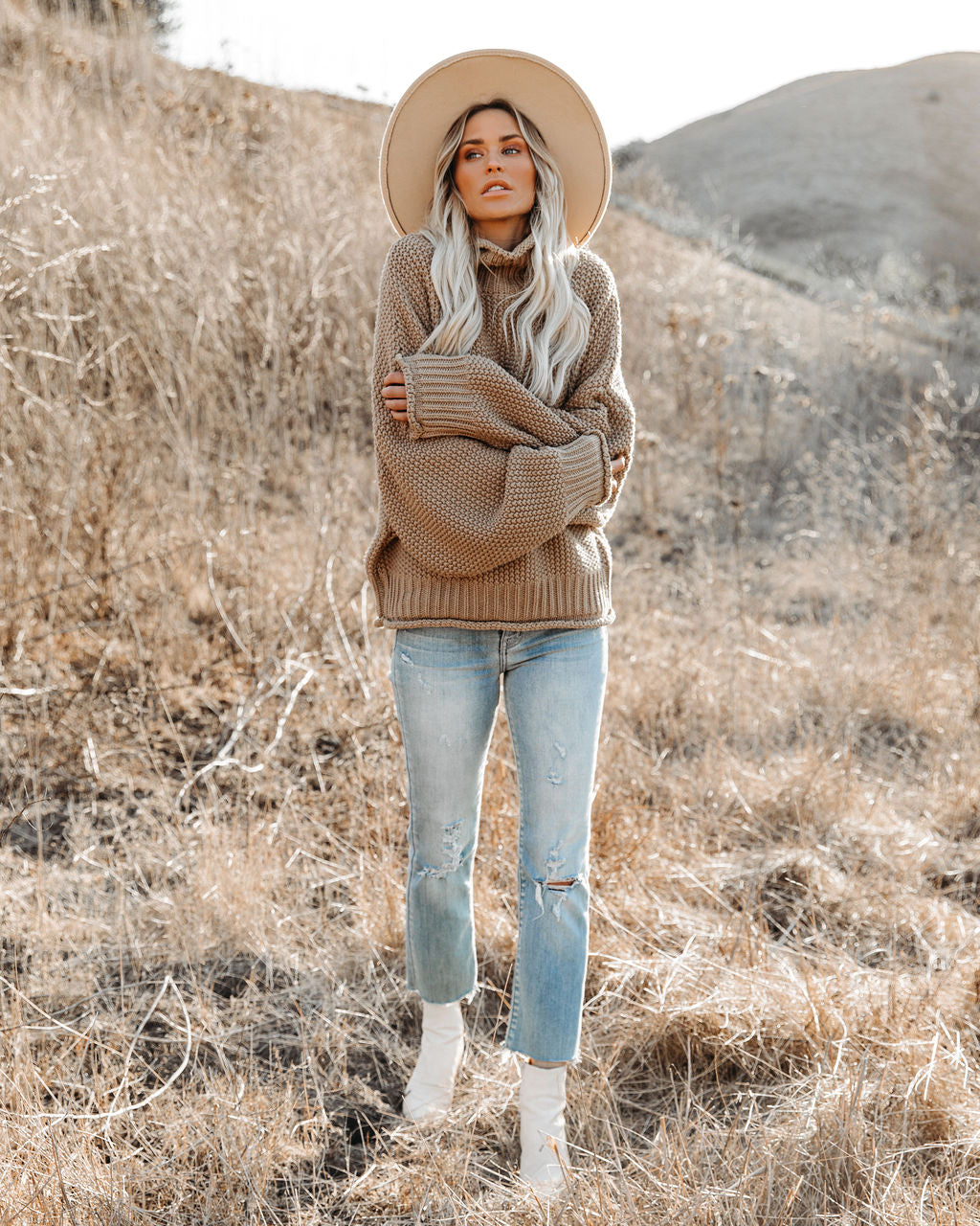 Carried Away Cotton Turtleneck Sweater - Latte