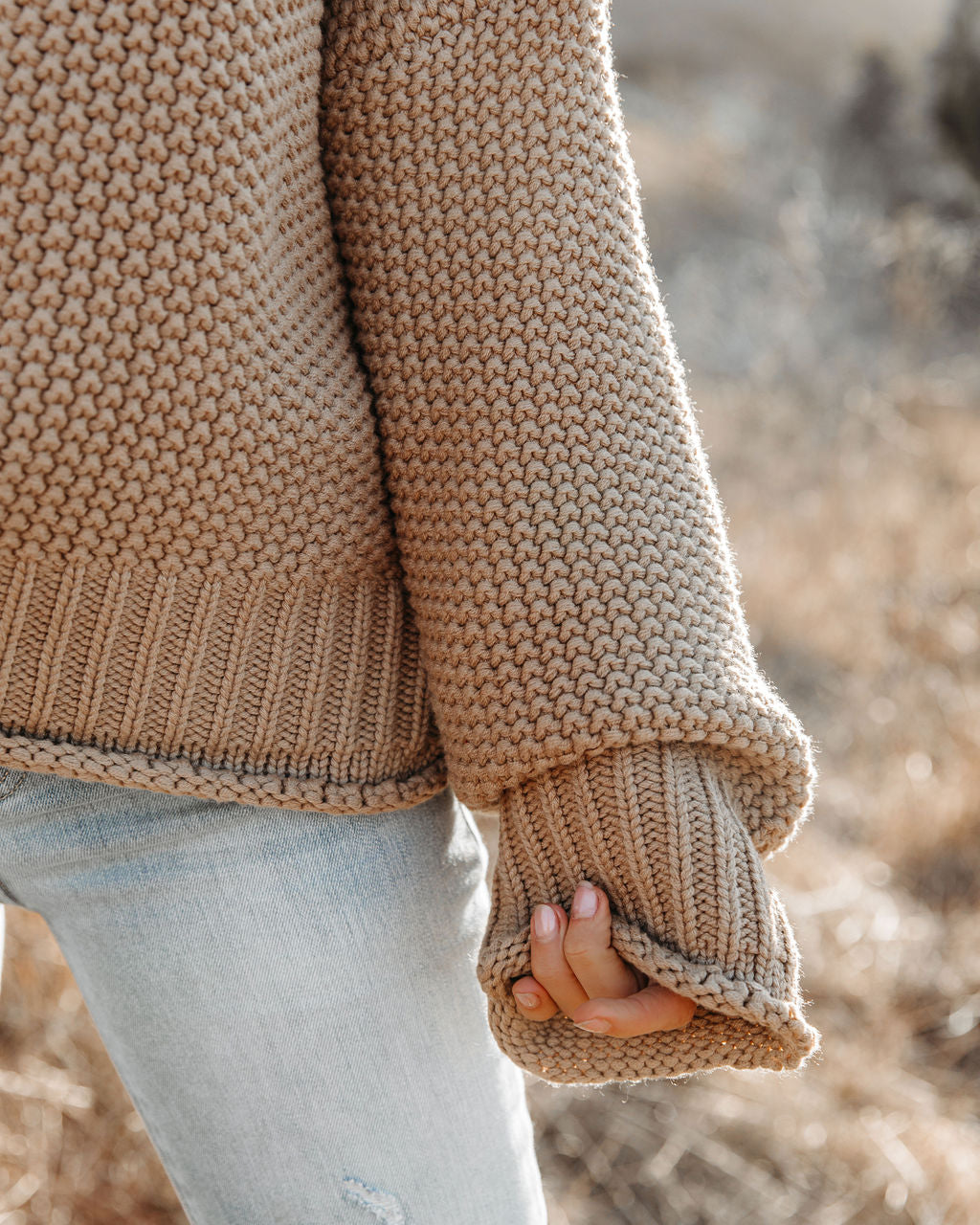Carried Away Cotton Turtleneck Sweater - Latte Ins Street