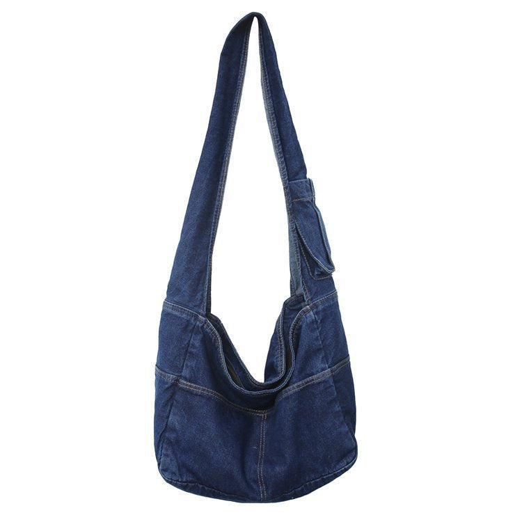 Large Washed Denim Crossbody Bag