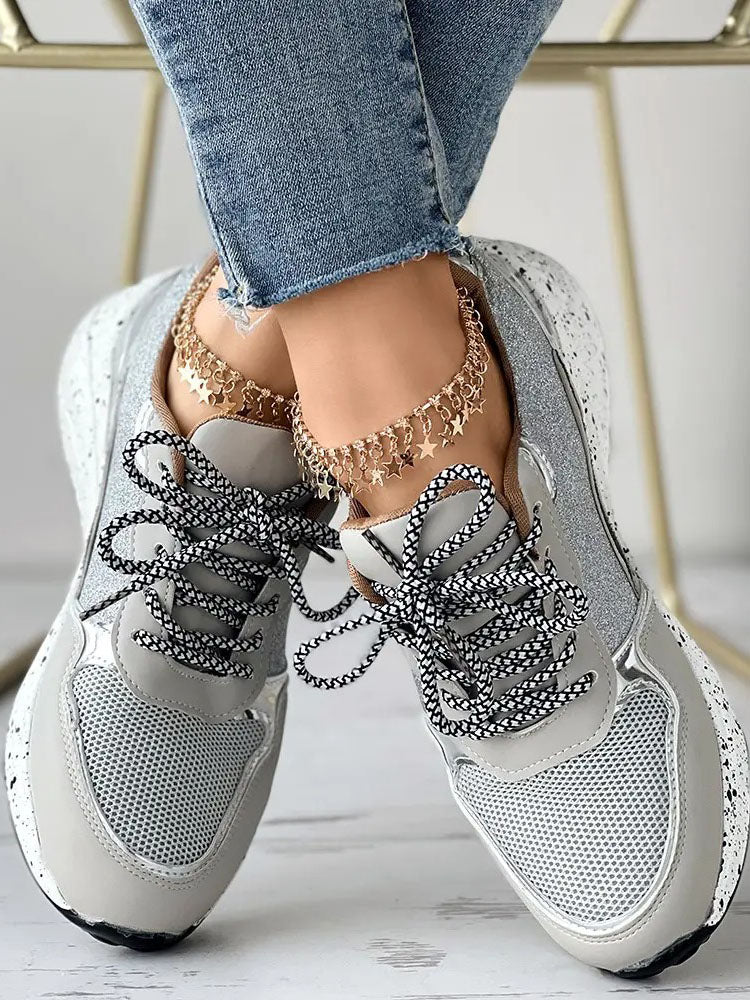 Glitter Leopard Print Casual Sneakers