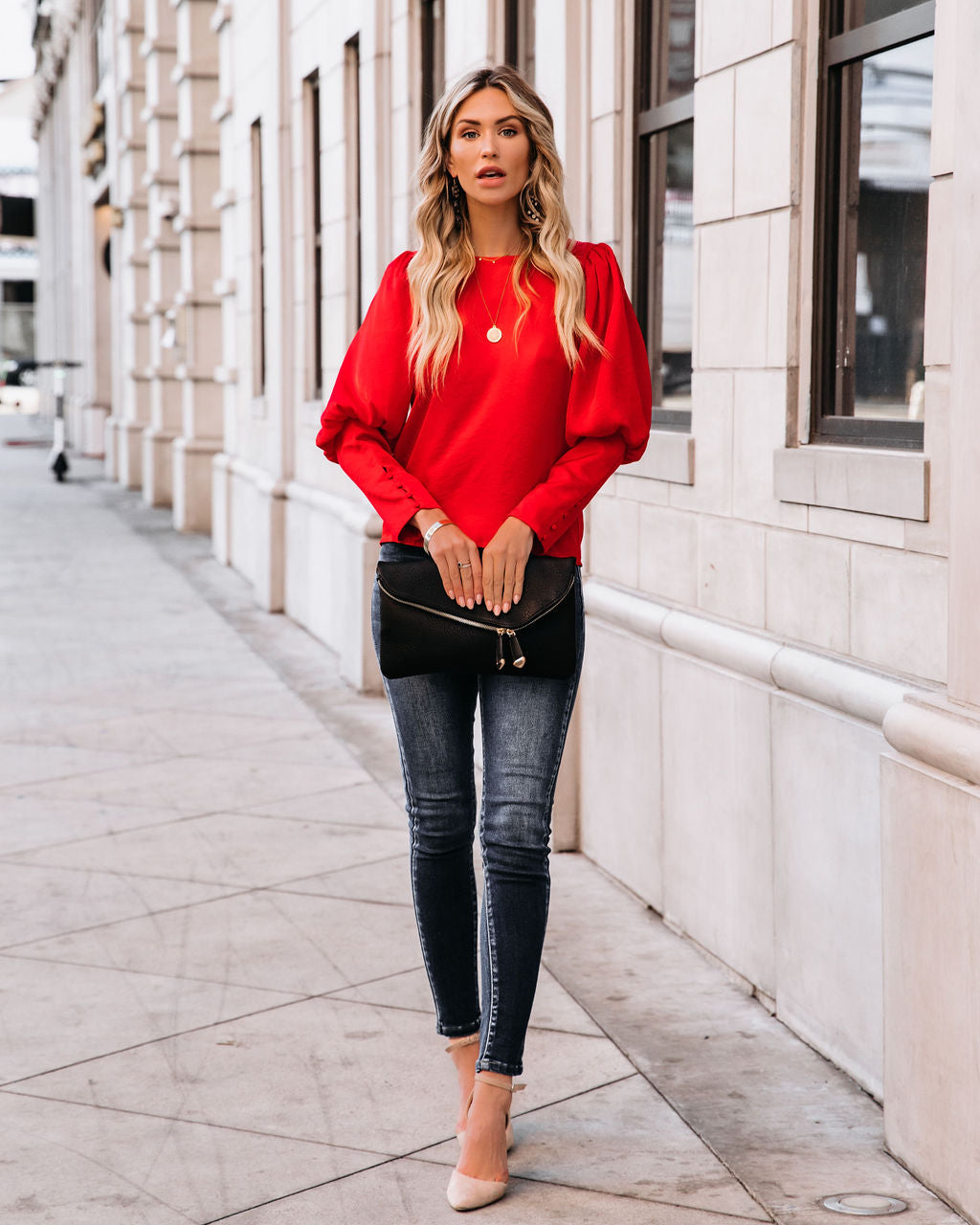 Centerpiece Satin Statement Blouse - Red Ins Street