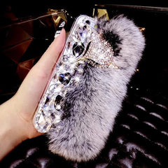 Luxury Bling Rhinestone Diamond Warm Fur Soft Phone Case For Iphone 11 12 13 14 15