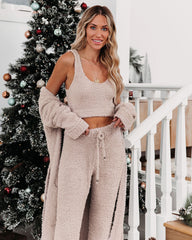 Cozy Town Pocketed Hooded Soft Knit Cardigan - Beige - FINAL SALE