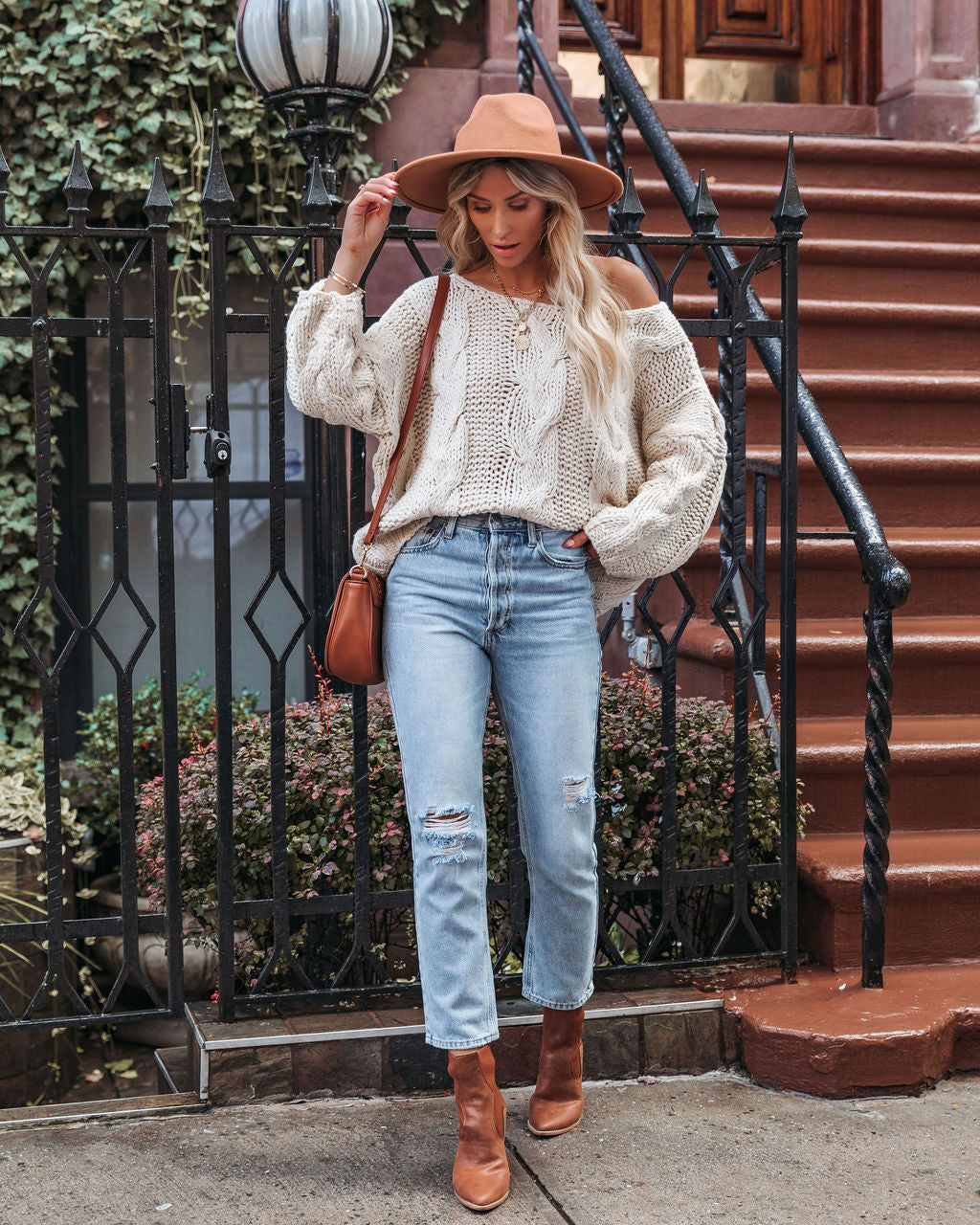 Cream And Sugar Cable Knit Sweater - Almond - FINAL SALE
