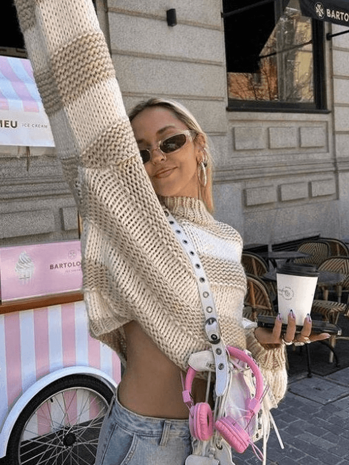 Pullover mit Rundhalsausschnitt und Streifen