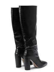 Croc Embossed Chunky Heeled Boots