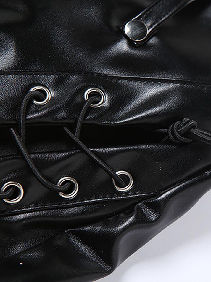 Cut-out Lace Up Pu Pants