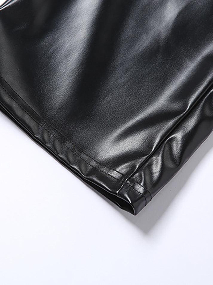 Cut-out Lace Up Pu Pants