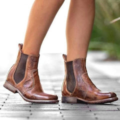 Women Vintage Ankle Slip-on Short Boots NewGew