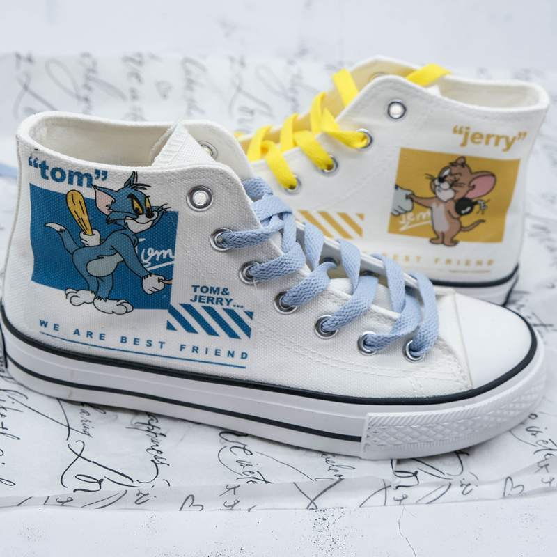 Cartoon süße Katze Maus Druck Canvas Schuhe 