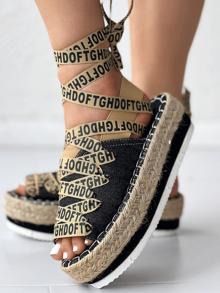 Letter Platform Sandals