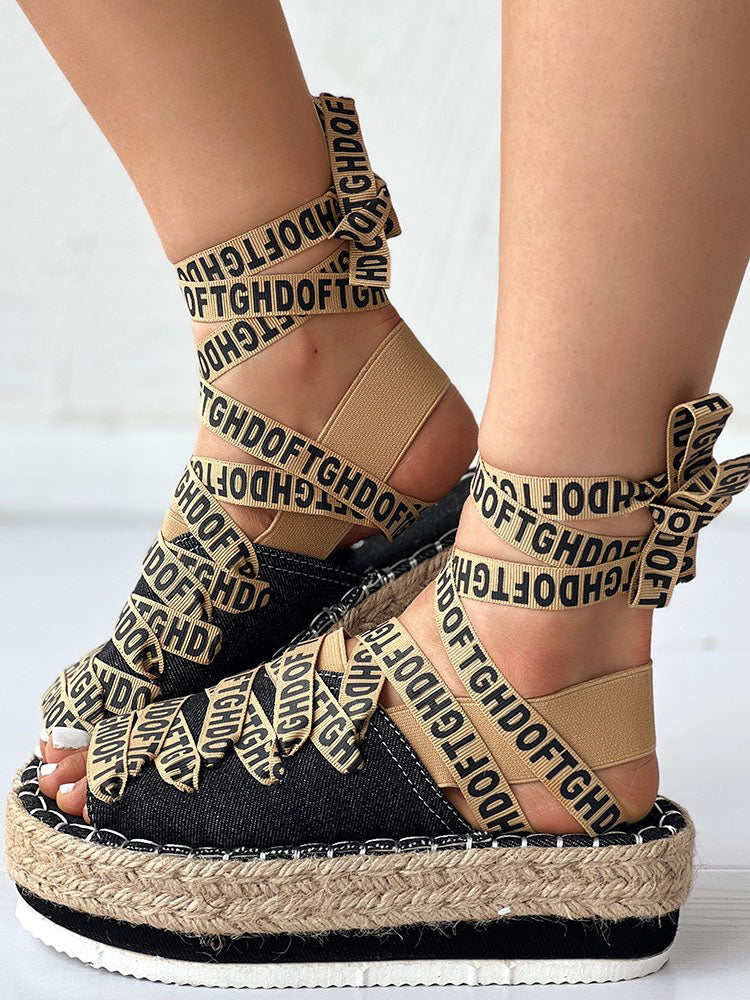 Letter Platform Sandals