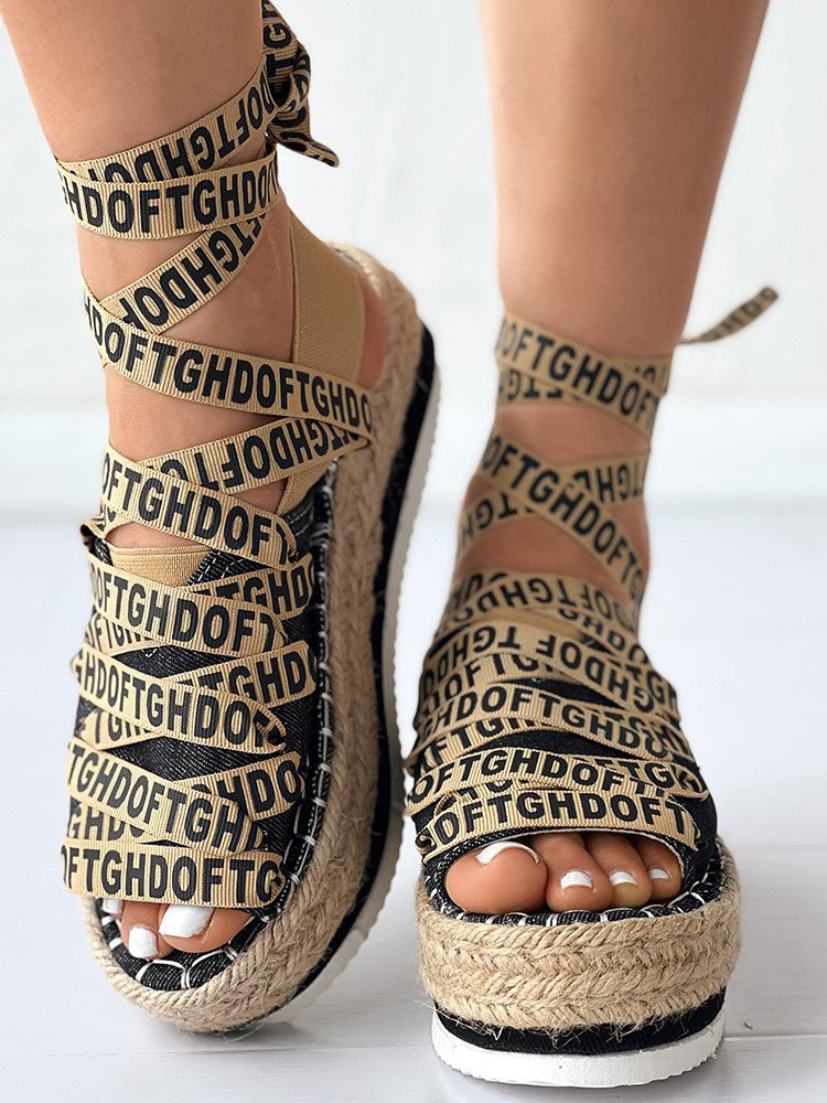 Letter Platform Sandals