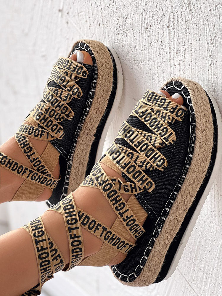 Letter Platform Sandals