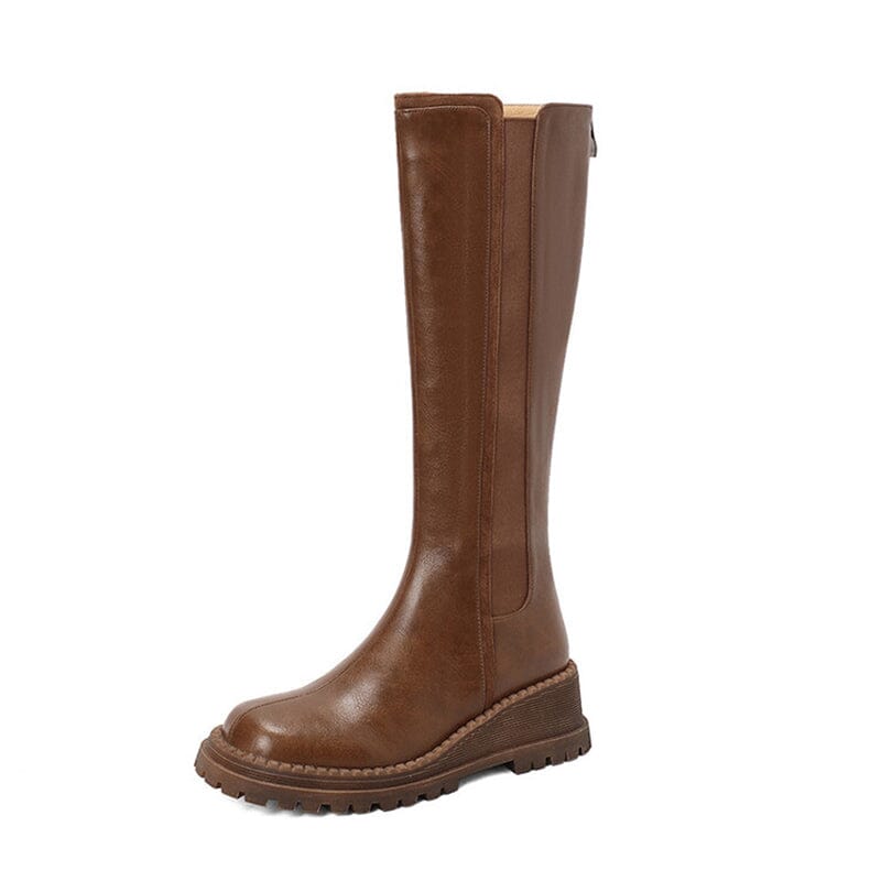 Klobige kniehohe Stiefel Reitstiefel