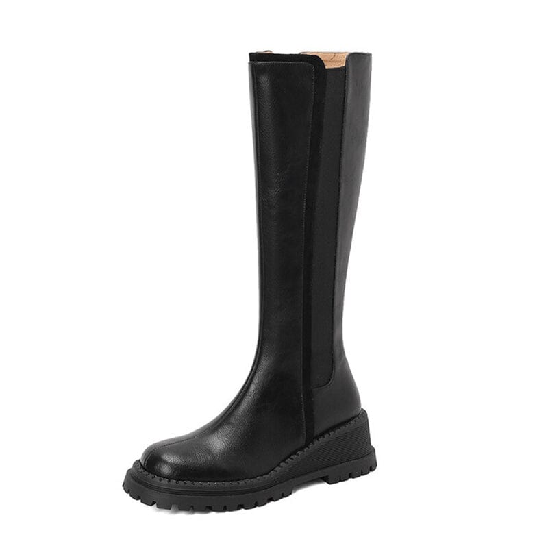 Klobige kniehohe Stiefel Reitstiefel