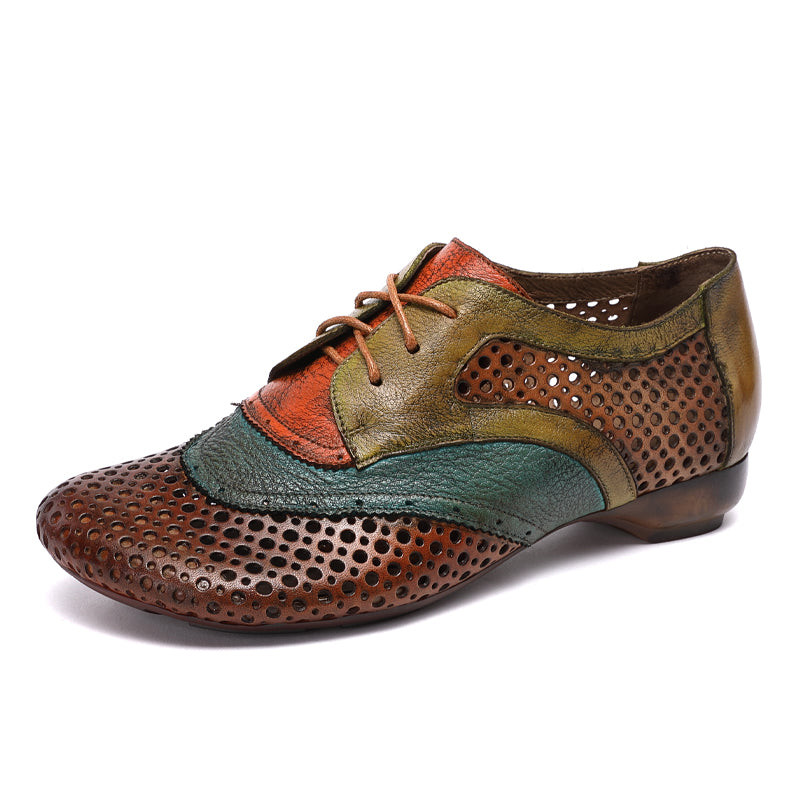 Handgemachte weiche echte Sandalen Multicolor Lace Up Braun