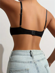 Comfy Breathable Contrast Mesh Bras Wireless Push Up Bra Black