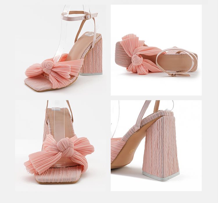 Bow Knot Chunky Heel Sandals