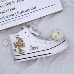 Cartoon süße Katze Maus Druck Canvas Schuhe 