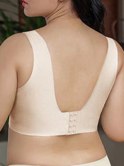 Fan-Shaped Design Natural Lifting Adjustment Plus Size Bra White