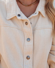 Ethen Baumwoll-Shacket im Used-Look - Ecru