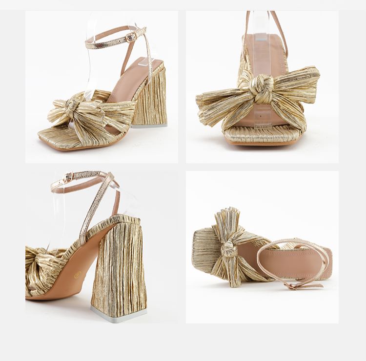 Bow Knot Chunky Heel Sandals