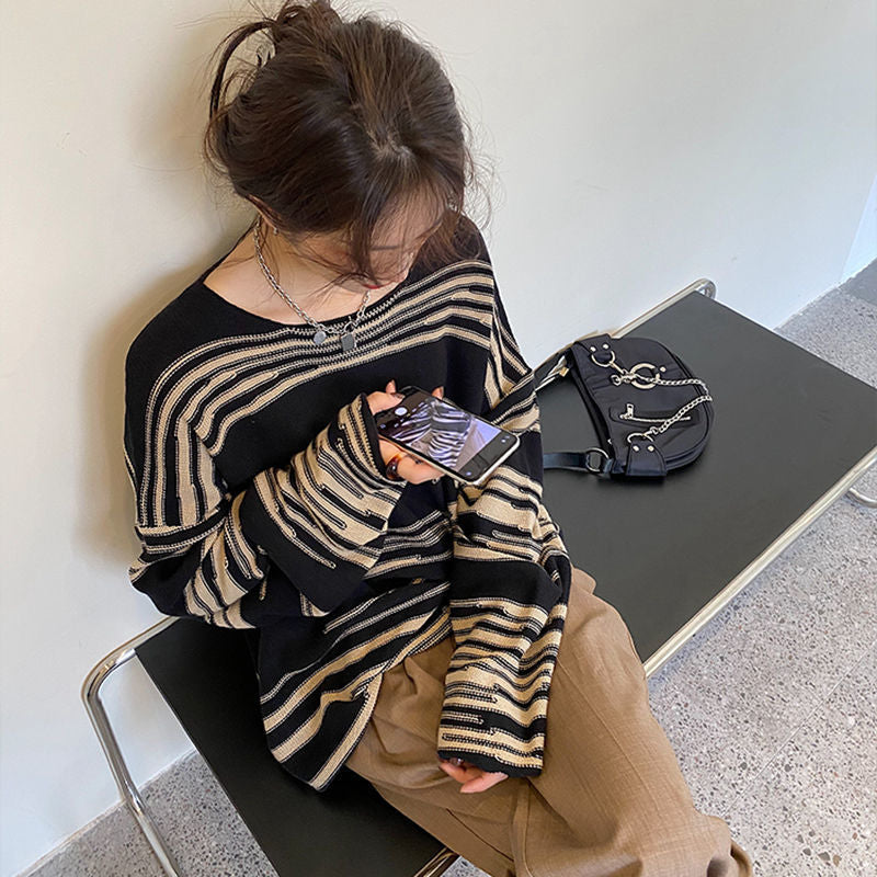 Oversized Stripe Jumper Knit Sweater
