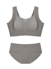 Fan-Shaped Design Natural Lifting Adjustment Plus Size Bra Gray