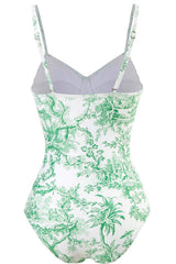 Jungle Printed Balconette One Piece Swimsuit - Blue/Green