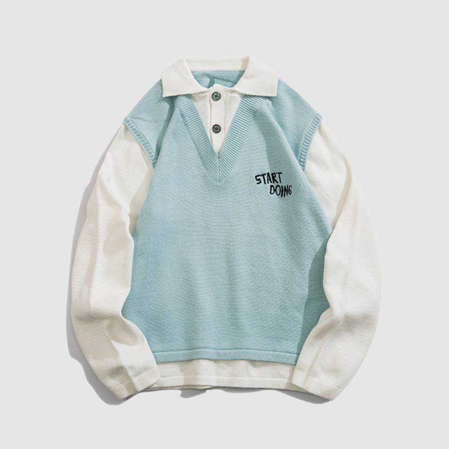 Collared Fake Two Casual Sweater