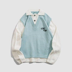 Collared Fake Two Casual Sweater