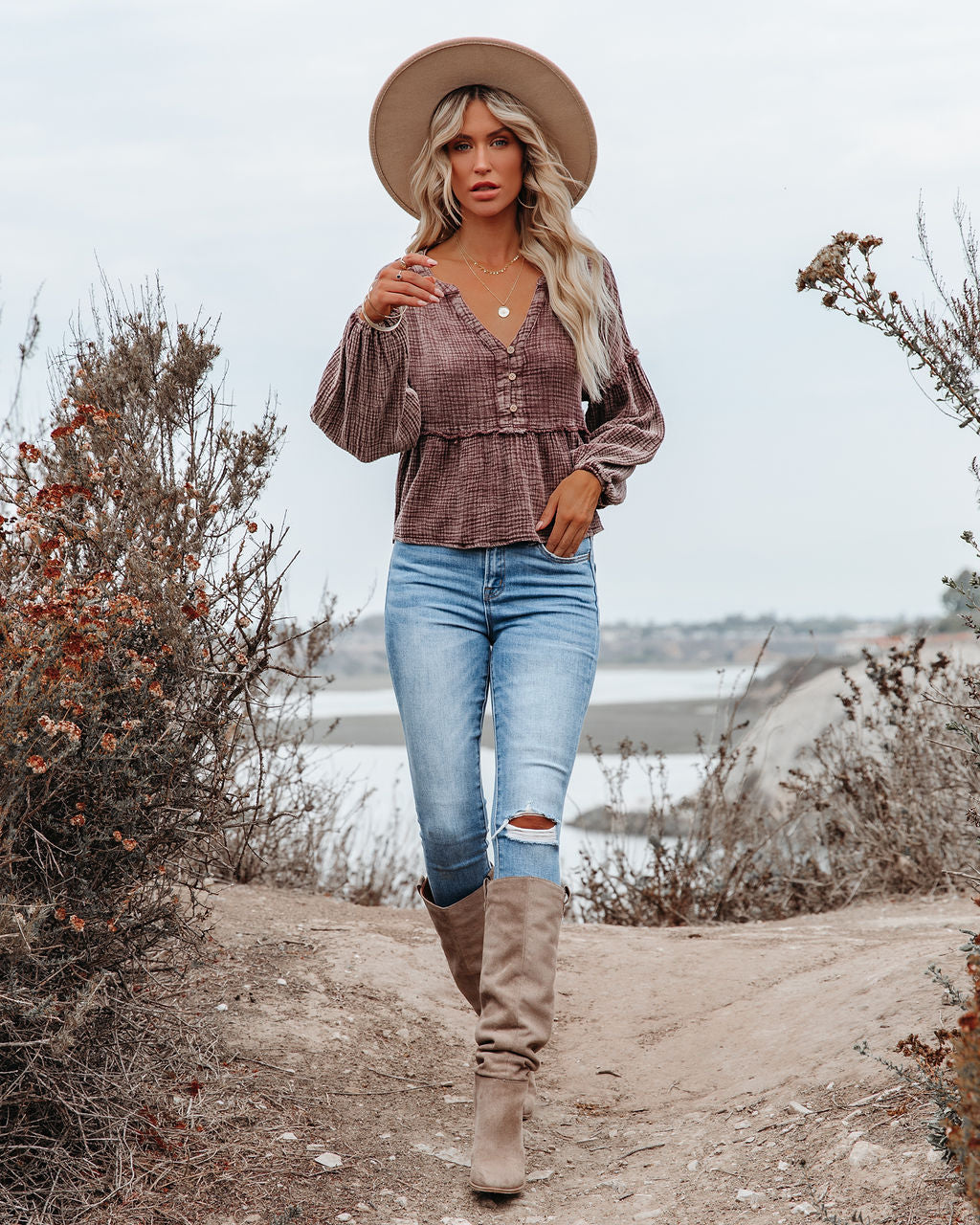 Havasu Crop Babydoll Top - Espresso