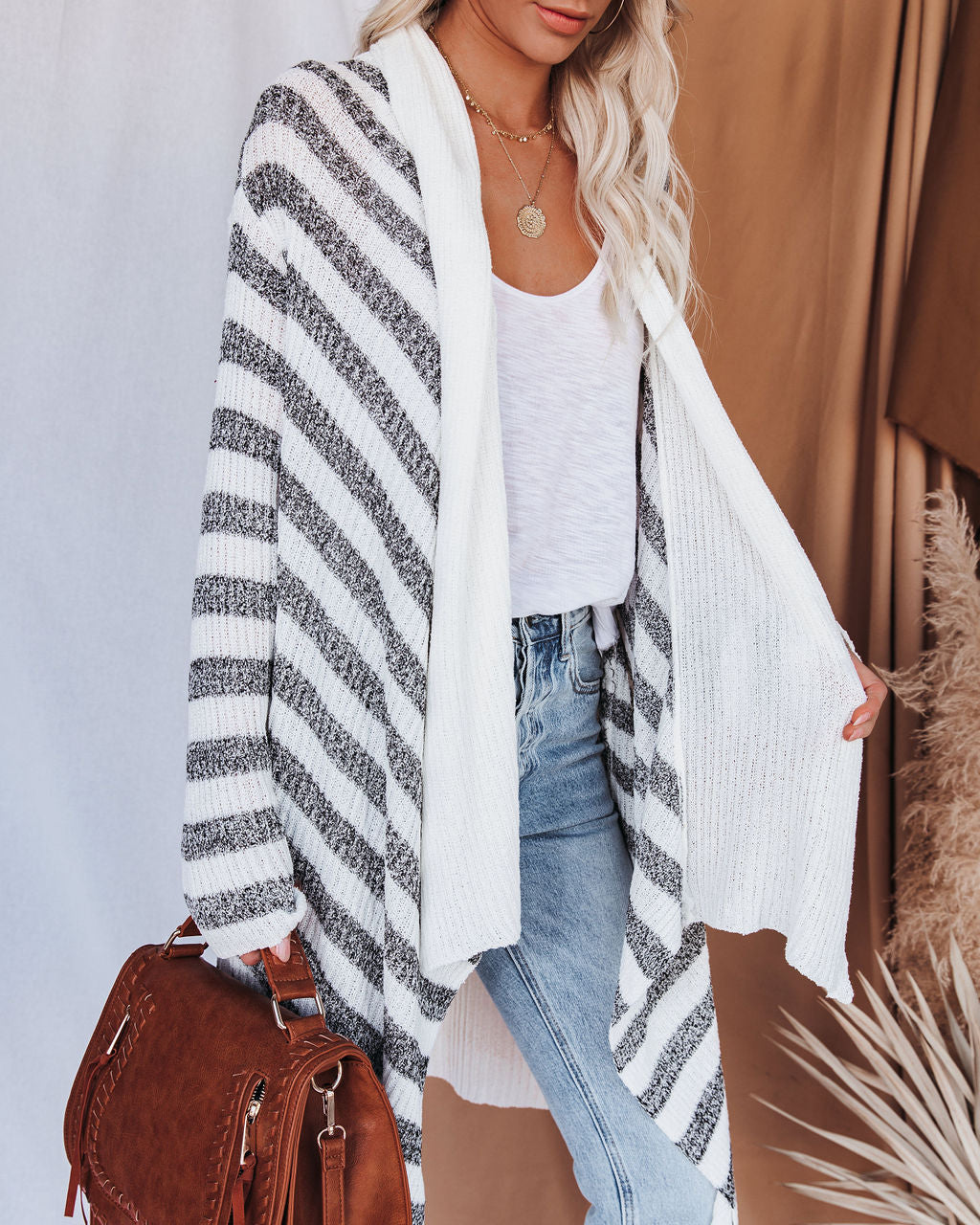 Helen Striped Knit Drape Cardigan - FINAL SALE