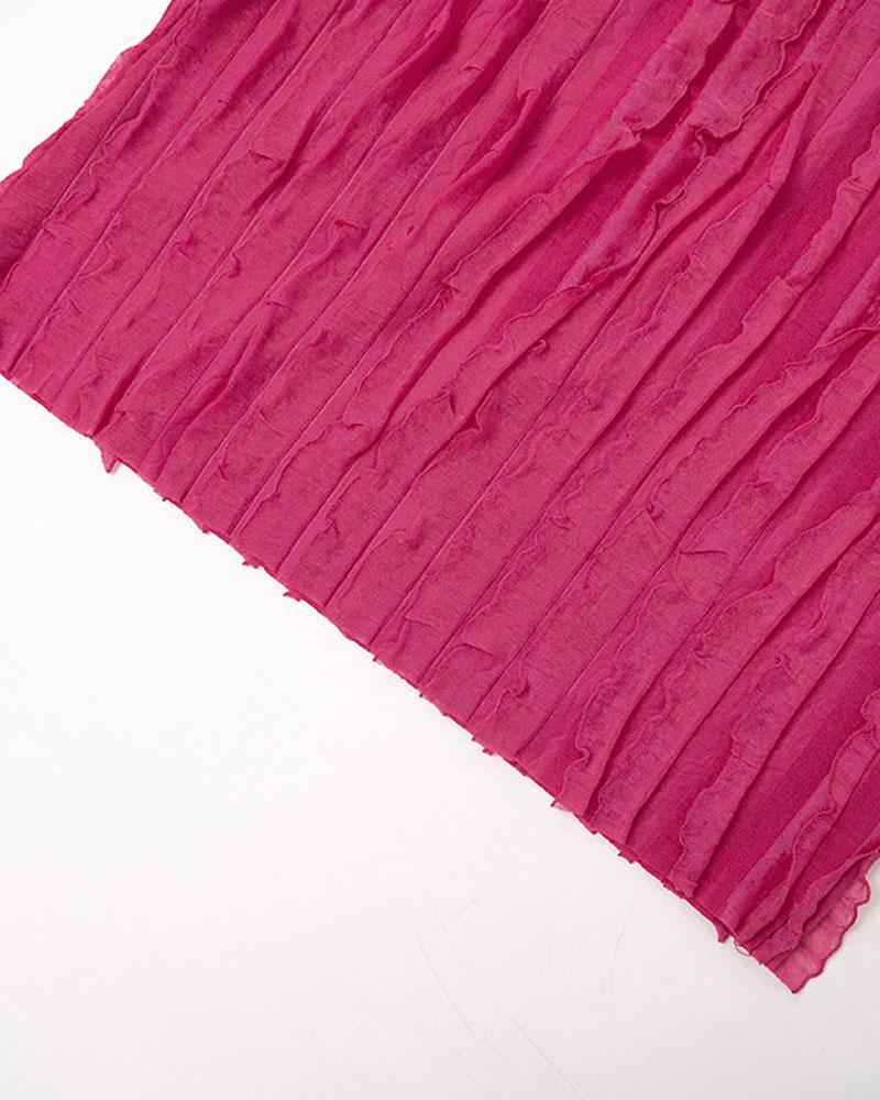 Vortex Blush Rüschen-Tiefausschnittkleid 