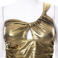 Ausgehöhltes, gerüschtes One-Shoulder-Crop-Top 