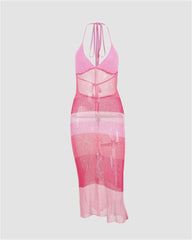 Polyphoe – Strickkleid mit Kontrastmuster 