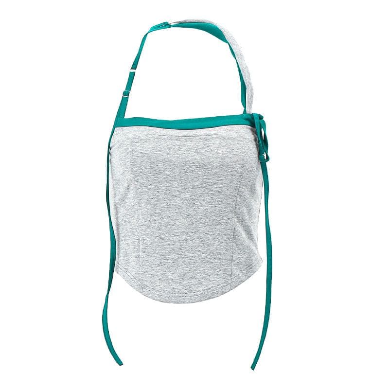 Neckholder-Crop-Top mit Kontrast-Rücken 
