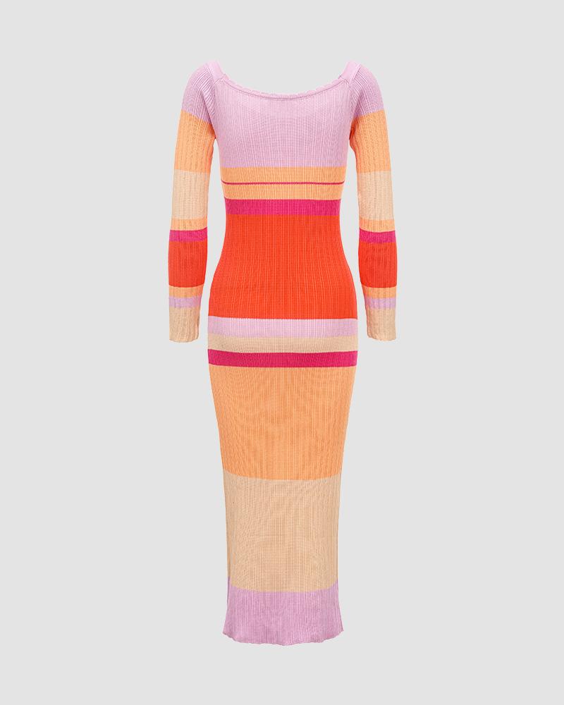 Colors of Summer – Schulterfreies, geripptes Kleid
