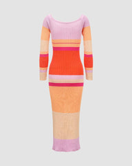 Colors of Summer – Schulterfreies, geripptes Kleid